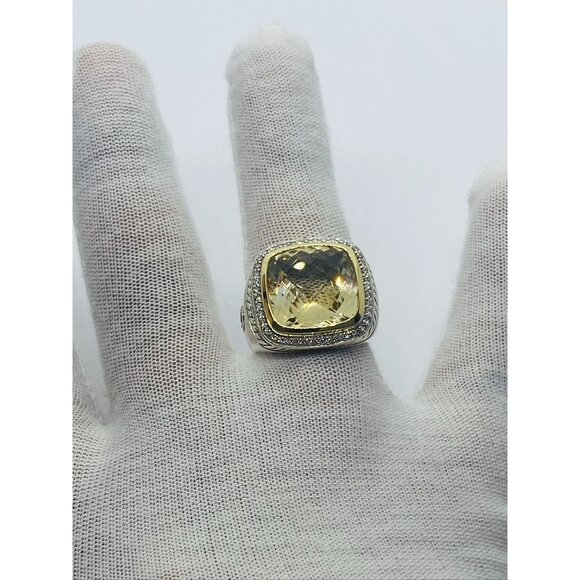David Yurman Albion Citrine 18K Silver Diamond Ring - Picture 16 of 16